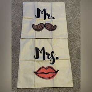 Mr. and Mrs. Burlap Pillow Covers with Graphics